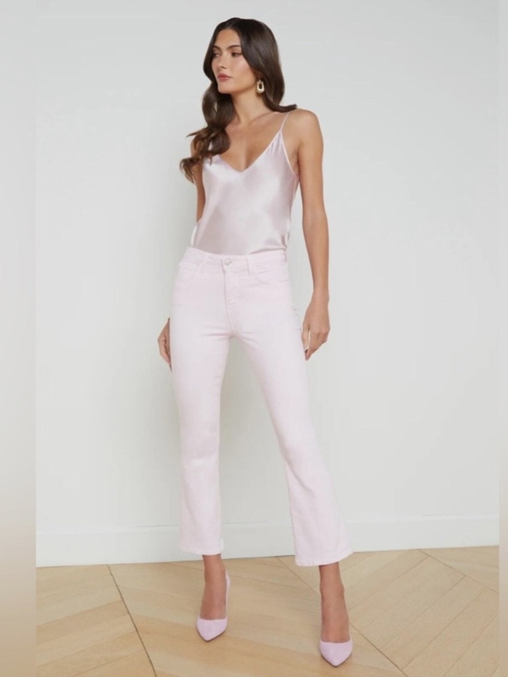 L'AGENCE Mira Ultra High Waist Crop Micro Bootcut Jeans Pink 31 NWT